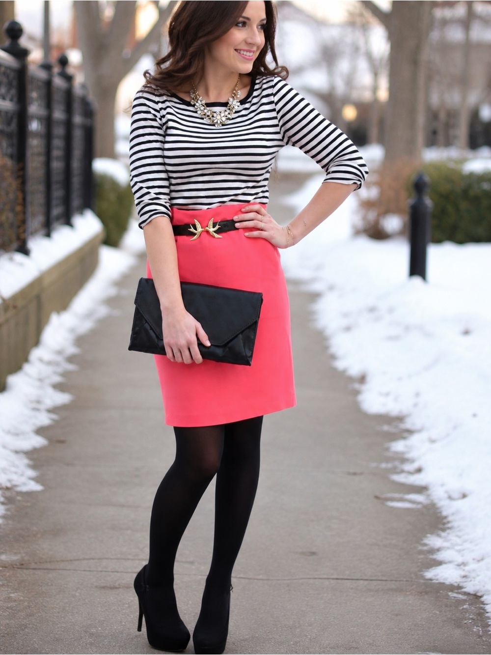 J Crew Coral Pencil Skirt